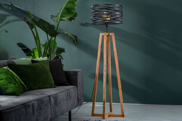 Stehlampe DALIAN Schwarz - Massivholz - 41 x 135 x 41 cm