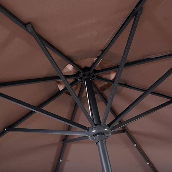 Ø300cm LED Sonnenschirm Braun - Kunststoff - 300 x 245 x 300 cm