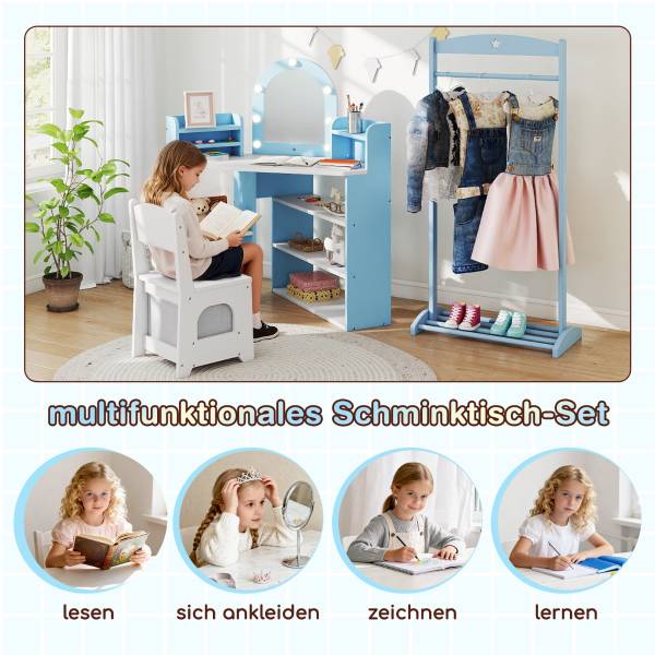 Kinderschminktisch mit Spiegel 1029 Blau - Holzwerkstoff - 94 x 100 x 61 cm
