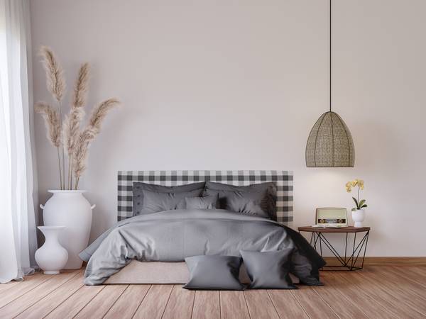 Kopfteil Stoff Vichy Schwarz 165x52cm Schwarz