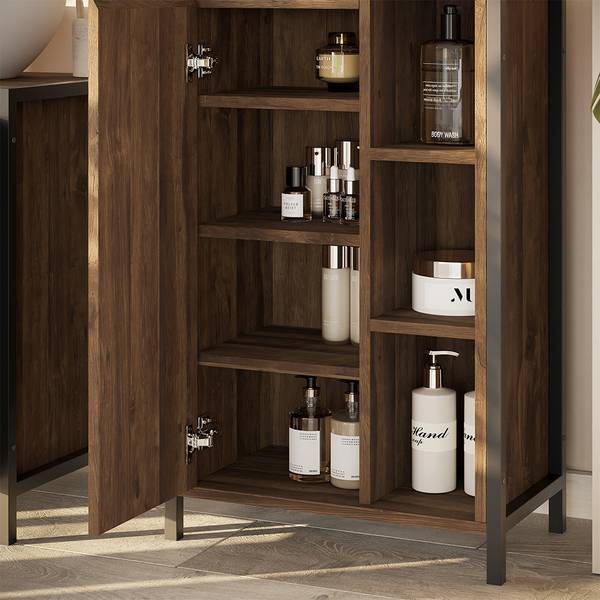 Midischrank Naola 56462 Schwarz - Braun - Holzwerkstoff - 50 x 80 x 28 cm
