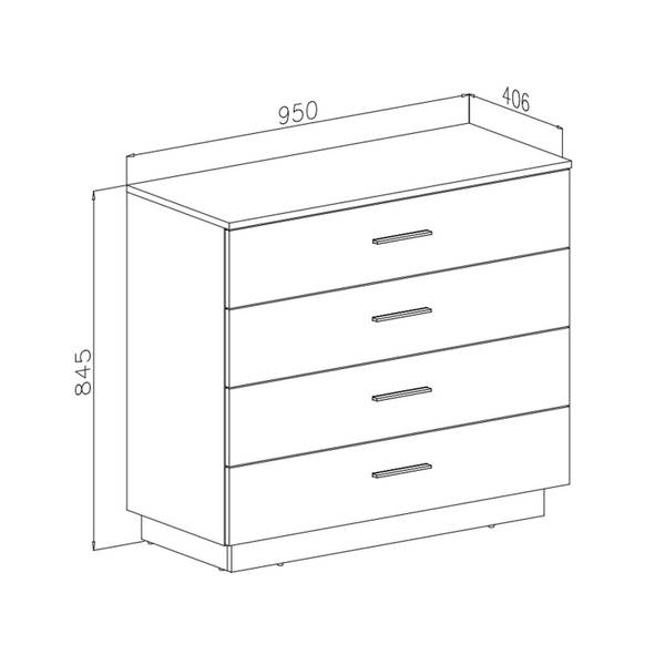 Kommode LINA Griffe Weiß - Holzwerkstoff - 95 x 86 x 40 cm