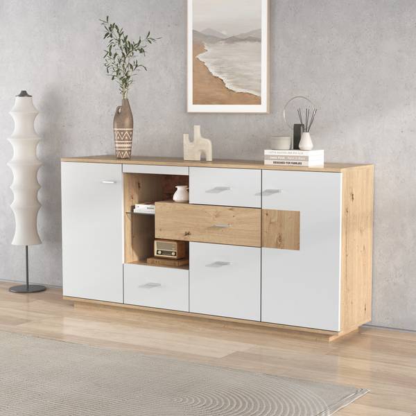 Sideboard M1647 Beige - Holzwerkstoff - 160 x 77 x 40 cm