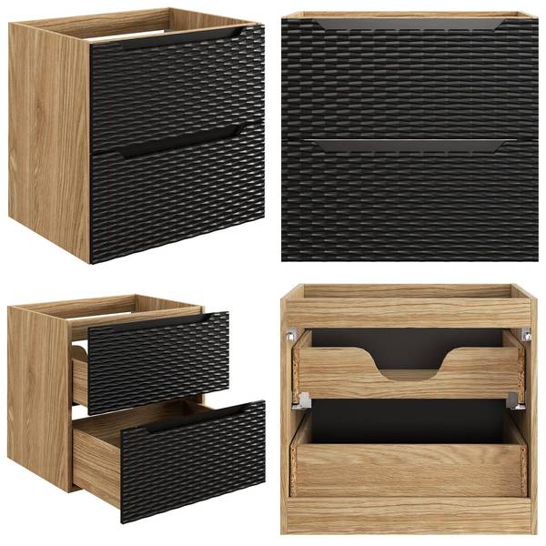 Badmöbel-Set OLUO-56-2 4er-Set Schwarz - Holzwerkstoff - 170 x 200 x 46 cm