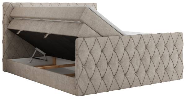 Boxspringbett MIREN KING DUO Sandbraun - Breite: 201 cm - H4