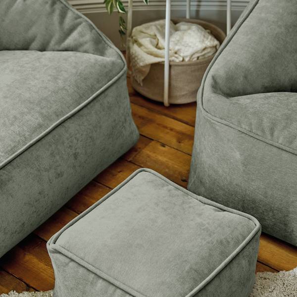 Sofa Chenille, Sitzsack mit Hocker Grün