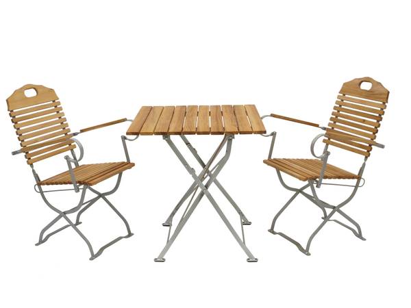 Kurgarten - Garnitur BAD TÖLZ 3-teilig Braun - Robinie - Stahl - 70 x 72 x 70 cm