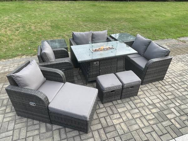 GARTENTISCHGRUPPE A(10er-Set) Grau - Webstoff - 80 x 70 x 140 cm