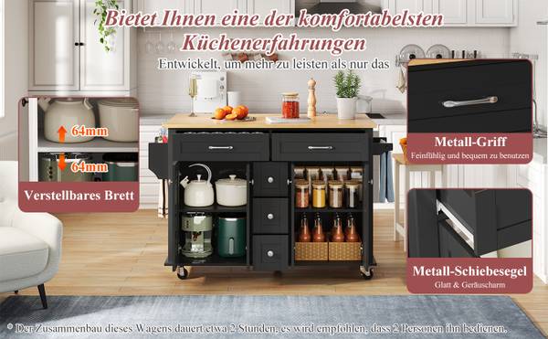 Kücheninsel BB8055 Schwarz