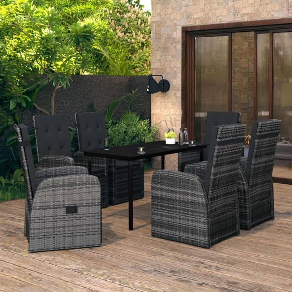 Tuinset 3013419-1 set van 7 grijs - polyester - staal - 70 x 74 x 140 cm