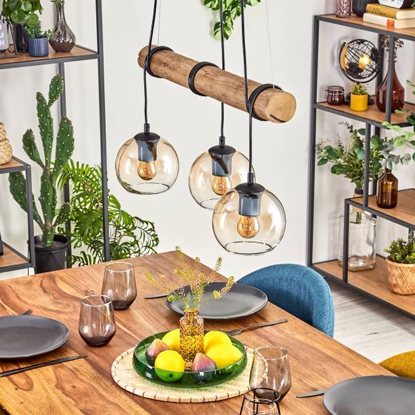 Pendelleuchte Cesaro Braun - Holzwerkstoff - Metall - 30 x 150 x 60 cm