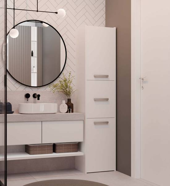 Badezimmerschrank A5 Weiß - Holzwerkstoff - 40 x 170 x 30 cm