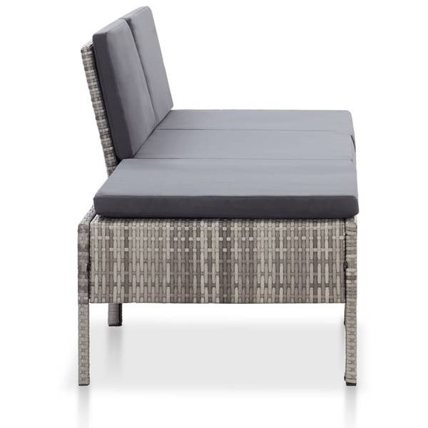 3-tlg. Garten-Lounge-Set XT6915 Grau - Rattan