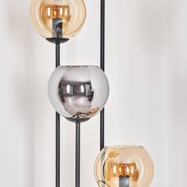Stehlampe Cesaro Braun - Grau - Silber - Kiefer - Aluminium - Klarglas - 74 x 147 x 13 cm