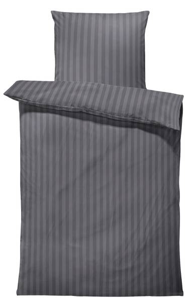 Bettwäsche 155x220 cm Damast anthrazit Grau - Microfaser - 155 x 4 x 220 cm