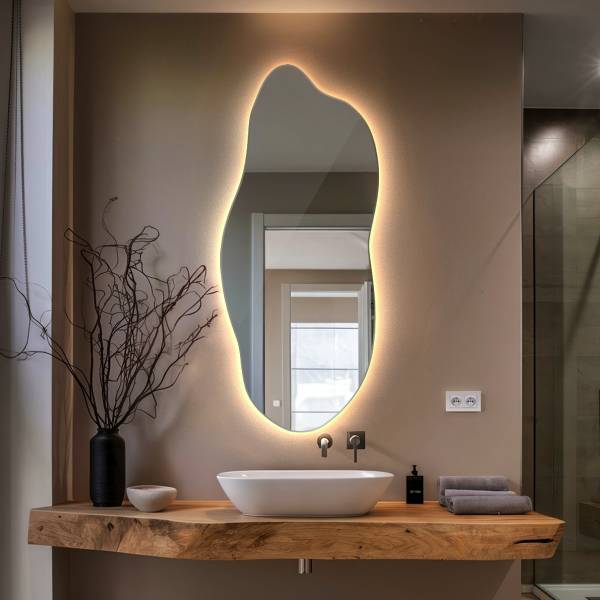 LED-Spiegel Flucto Gelb - 40 x 90 cm