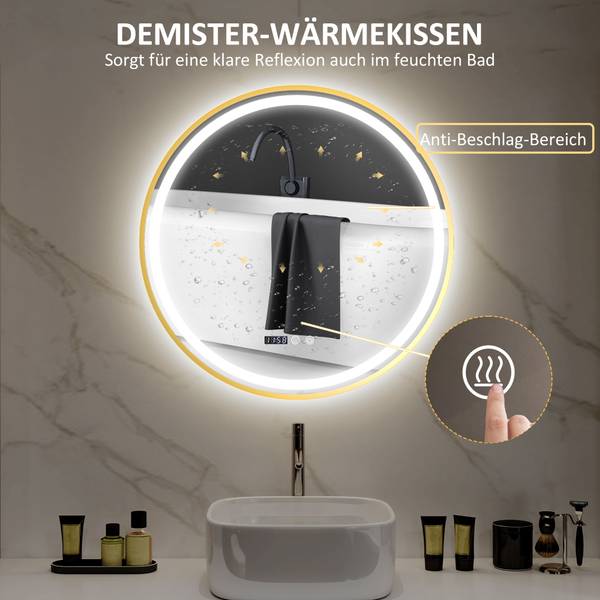 Badezimmerspiegel 834-811V00GD Gold - Glas - 4 x 60 x 60 cm