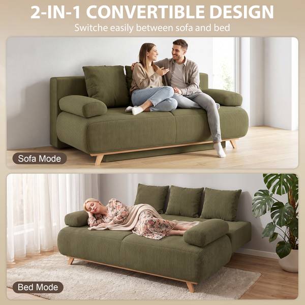Schlafsofa 83F-023V00DG Beige - Dunkelgrün