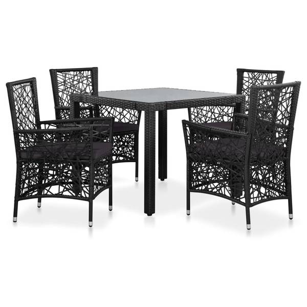 Ess-Set 3001564-3 (5-teilig) Schwarz - Polyester - Klarglas - Polyethylen - 90 x 75 x 90 cm