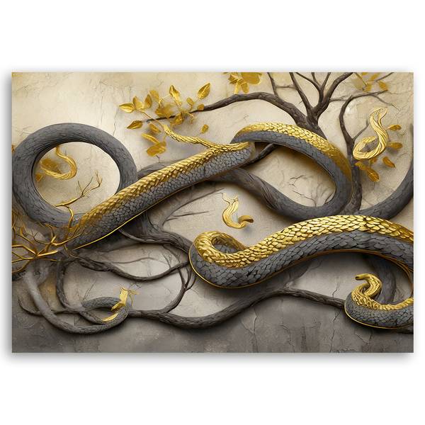 Tableau déco serpent branche abstraction 60 x 40 cm
