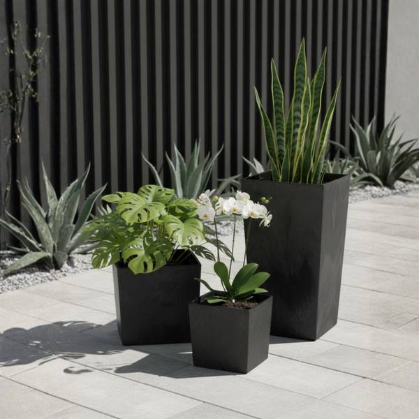 Blumentopf Flore 3er-Set Schwarz