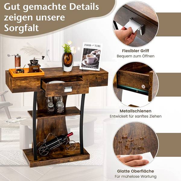 T-förmiger Konsolentisch Eiche Vintage Dekor