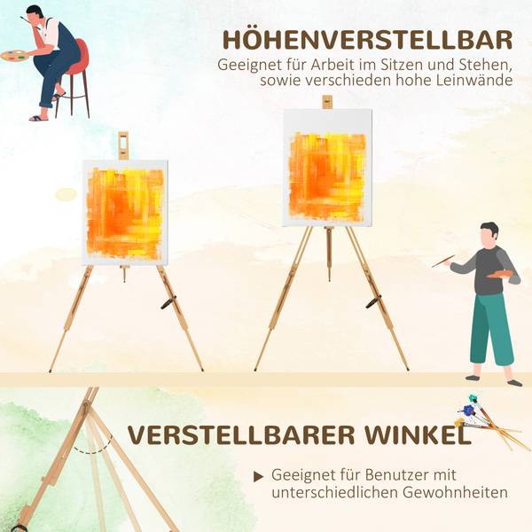 Staffelei 914-027V00ND Braun - Massivholz - 84 x 183 x 93 cm