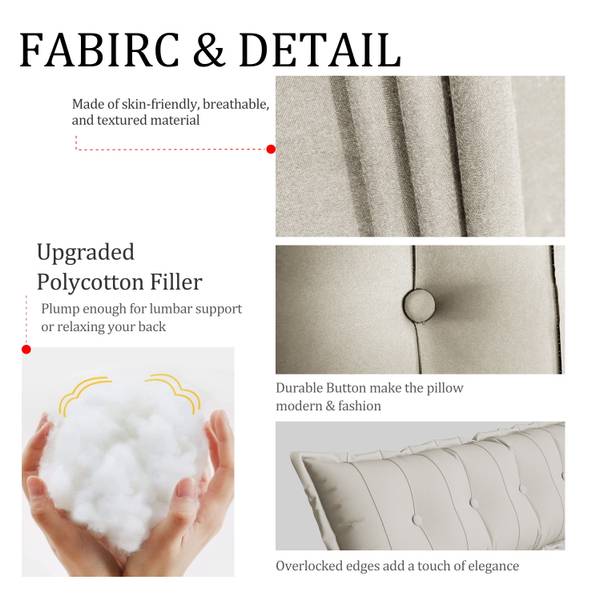 Großes dekoratives Bettkissen, Polyester Weiß - 180 x 50 x 8 cm