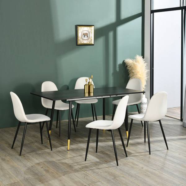 Esstisch WHALEN DKST Schwarz - Gold - Eisen - 80 x 75 x 160 cm