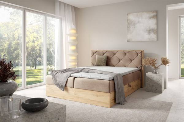 Boxspringbett HELIOS Beige - Breite: 149 cm
