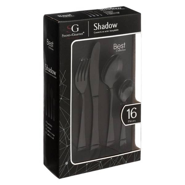 Besteckset SHADOW Schwarz - Metall - 23 x 1 x 2 cm