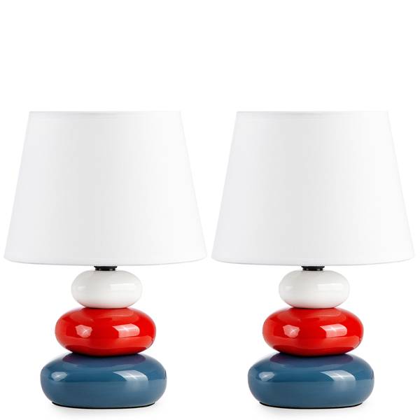 Tafellamp SALU set van 2 keramiek - textiel - 18 x 24 x 18 cm