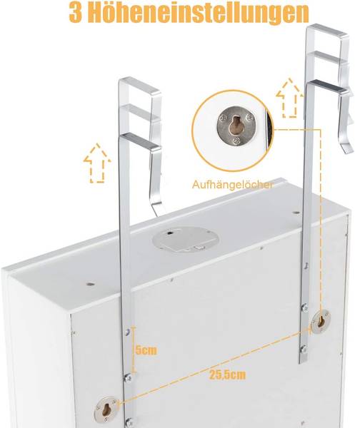 Schmuckschrank mit LED Beleuchtung Weiß - Holzwerkstoff - 12 x 120 x 37 cm