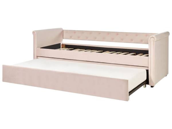 Bett LIBOURNE 3-tlg Pink - Textil - 102 x 75 x 220 cm
