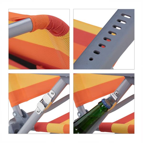 Opvouwbare strandstoel met armleuning oranje - rood - geel - polyester - staal - 59 x 78 x 85 cm