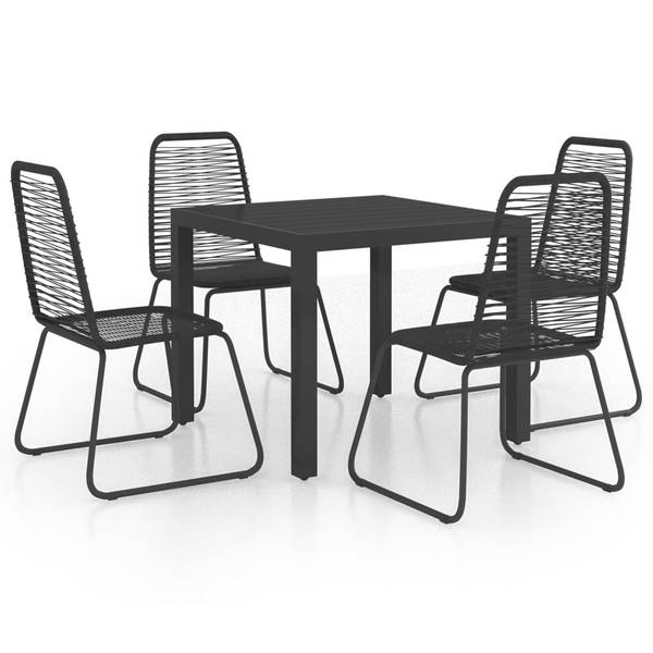 Salle à manger (lot de 5) 3004878-2 Noir - Acier - Bois composite - 79 x 74 x 79 cm