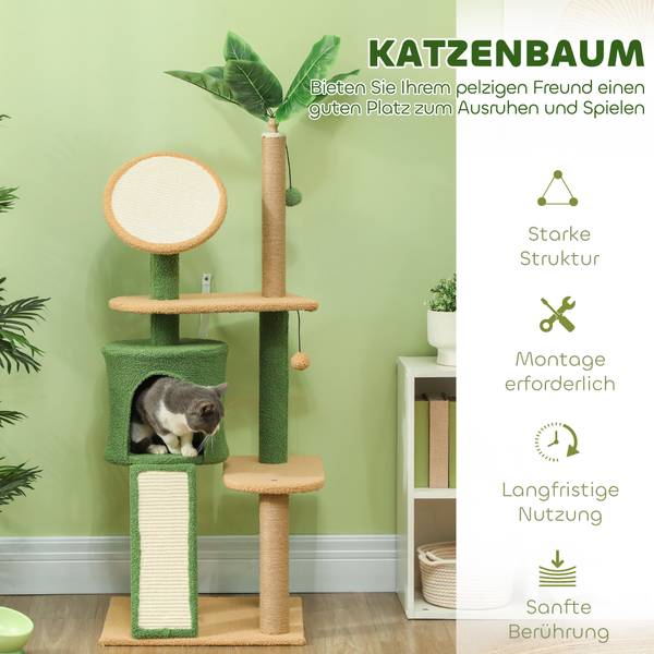 Kratzbaum CP227 Grün - Holzwerkstoff - 44 x 139 x 48 cm