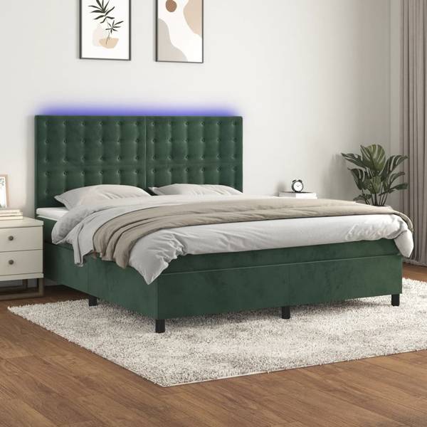 Boxspring 3017272-7 groen - polyester - larikshout - 180 x 128 x 203 cm