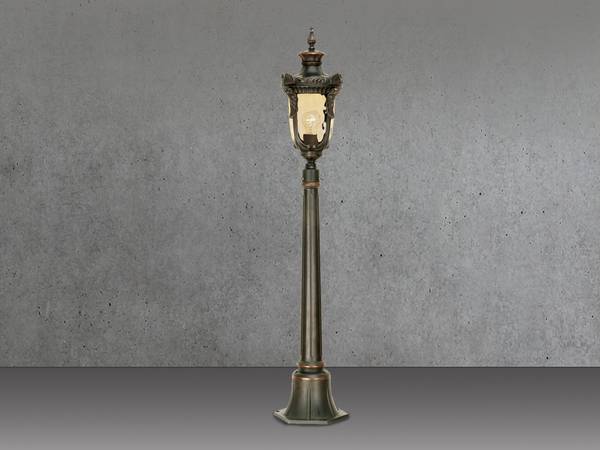 LED Wegeleuchte Jugendstil, Höhe 117cm Braun - Farbglas - 19 x 117 x 19 cm