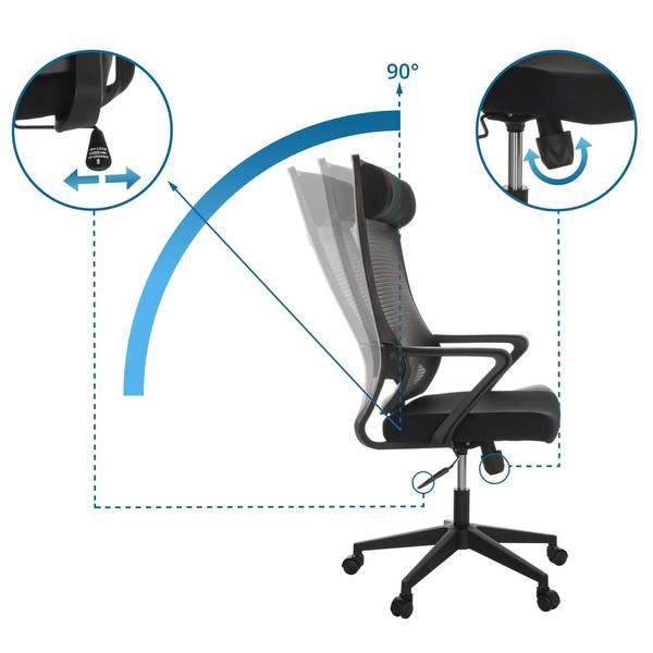Bürostuhl NEKEO Schwarz - Polyester - 69 x 132 x 69 cm