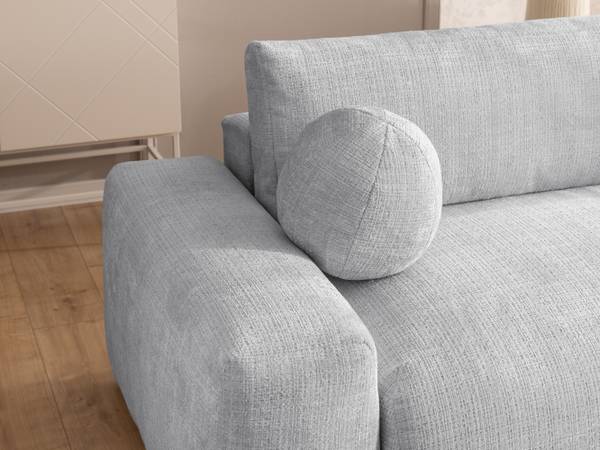 Hoekbank Puffy lichtgrijs - hoek vooraanzicht rechts - chenille