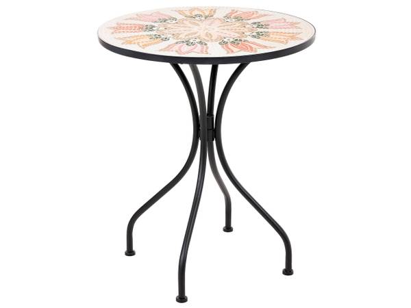 Gartenset SETTALA 3-tlg Beige - Schwarz - Orange - Weiß - Metall - 60 x 60 cm