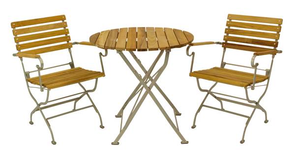 Set Passau 3-teilig Braun - Robinie - Stahl - 77 x 72 x 77 cm