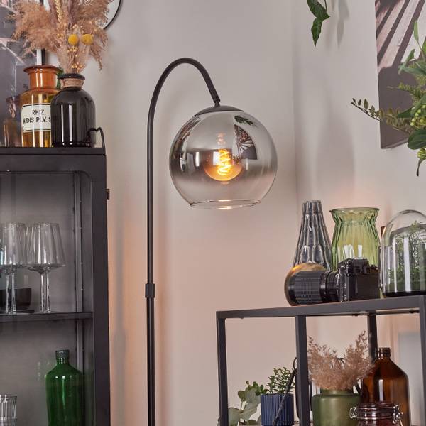 Stehlampe Cesaro Grau - Silber - Aluminium - Klarglas - 11 x 141 x 105 cm