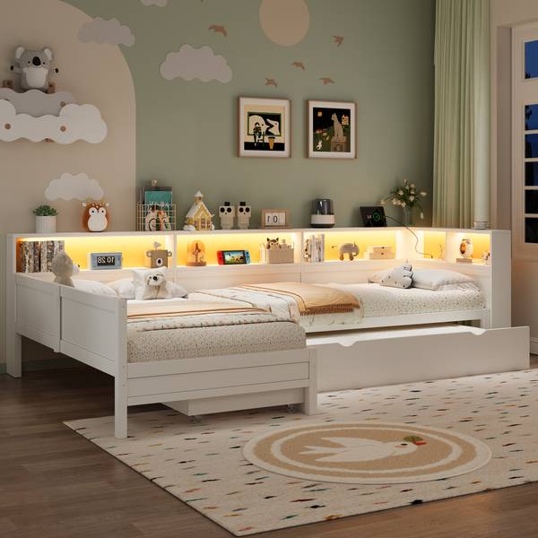 Holz-Plattformbett Selene Ⅰ Weiß - Holzwerkstoff - 225 x 82 x 315 cm