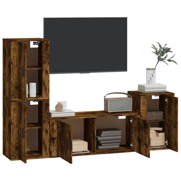 TV-Schrank 4er Set D431 Braun - Holz teilmassiv - 35 x 40 x 100 cm