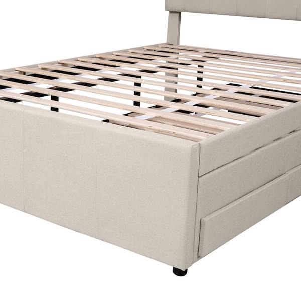 Polsterbett JIA AAB28 Beige - Leinen - 140 x 118 x 200 cm