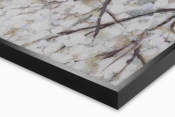 Tableau peint à la main Allée en Fleurs Marron - Blanc - Coton - 100 x 75 x 4 cm