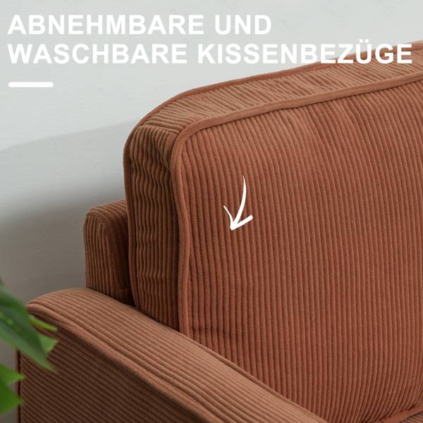 2 Sitzer Sofa 83B-130V00PK Orange - Cord - 63 x 79 x 117 cm