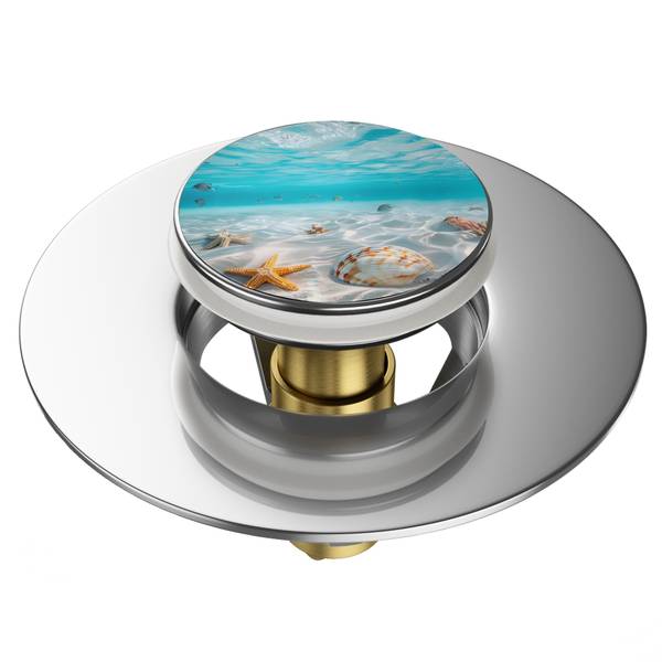 Pop-Up Waschbeckenstöpsel Waterworld Blau - Metall - 6 x 4 x 5 cm